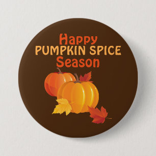 Pumpkin Gewürzsaison Groß, 3 Zoll Rundtaste Button