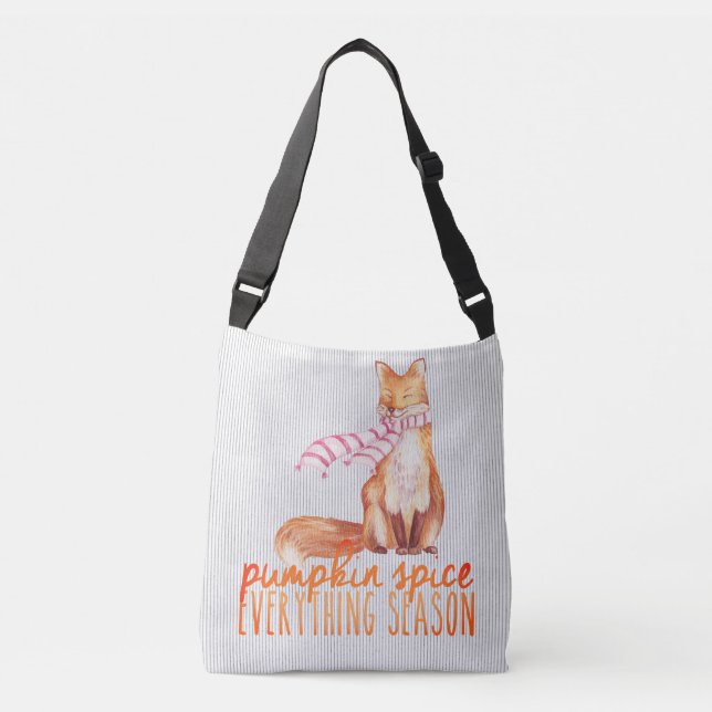 Pumpkin Gewürzsaison sitzender Fuchs Tragetaschen Mit Langen Trägern (Vorderseite)