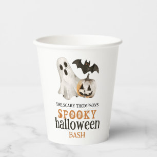 Pumpkin Ghost Bat Name Spooky Halloween Bash Pappbecher