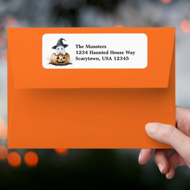 Pumpkin Ghost in Hexenhut WasserfarbenHalloween (Von Creator hochgeladen)