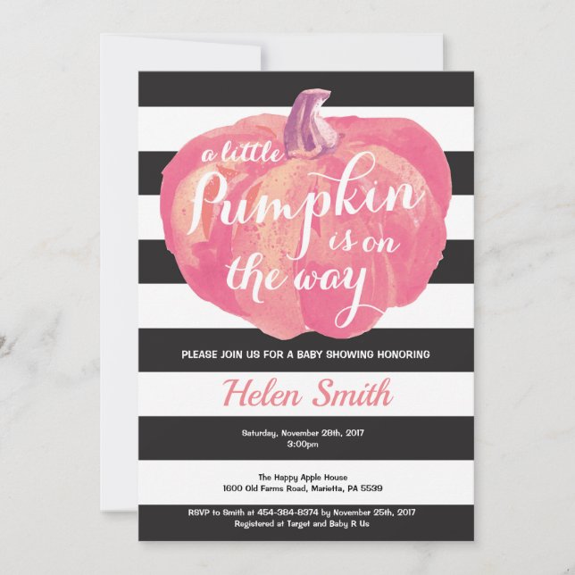 Pumpkin Girl Babydusche Einladung (Vorderseite)