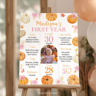 Pumpkin Girl First Year Foto Milestone Poster