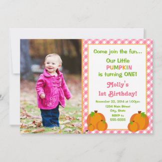 Pumpkin Girl Geburtstag Einladung 12x18 Foto-Karte