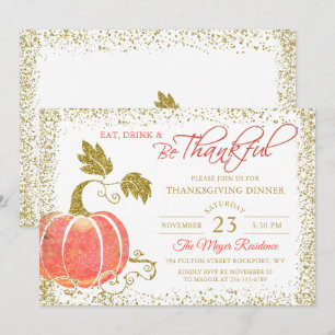 Pumpkin Glitzer Erntedank Dinner Einladung