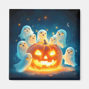Pumpkin Glow Ghost Partys Watercolor Magnet