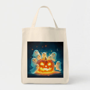 Pumpkin Glow Ghost Partys Watercolor Tragetasche