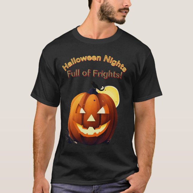 Pumpkin Glow Halloween-Nächte, voll von FRI T-Shirt (Vorderseite)