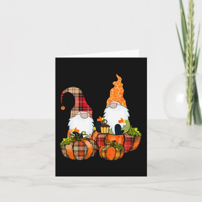 Pumpkin Gnomes Herbst Niedliches Halloween Thanksg Karte (Vorderseite)