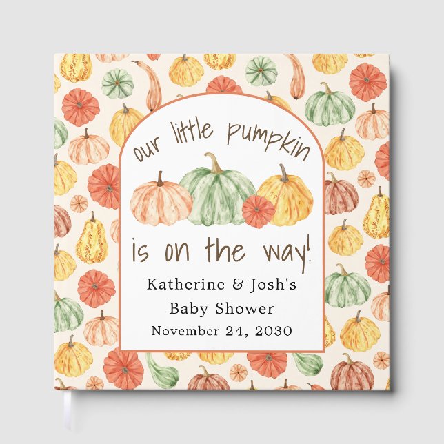 Pumpkin Gourd Autumn Baby Shower Gästebuch (Vorderseite)