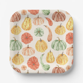 Pumpkin Gourd Autumn Baby Shower Pappteller