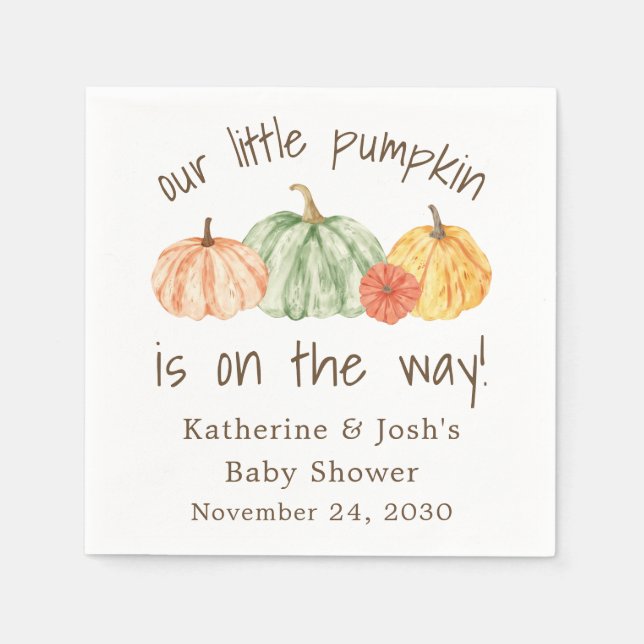 Pumpkin Gourd Autumn Baby Shower Serviette (Vorderseite)