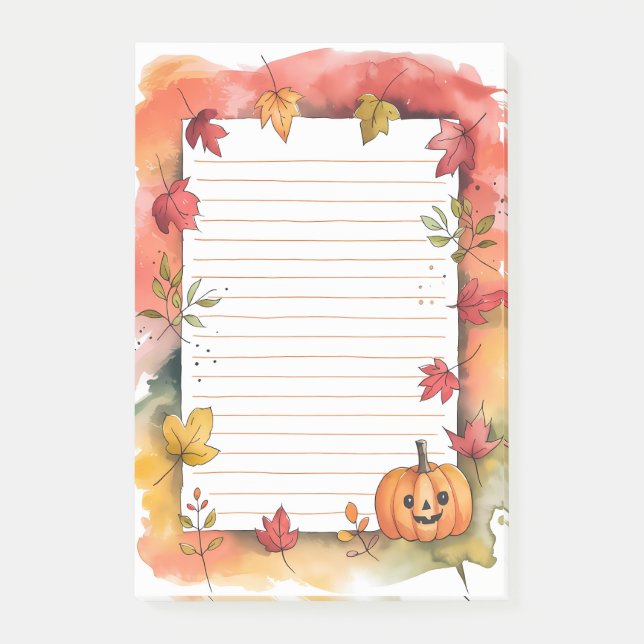 Pumpkin Grin & Leafy Whimsy Post-it Klebezettel (Vorderseite)