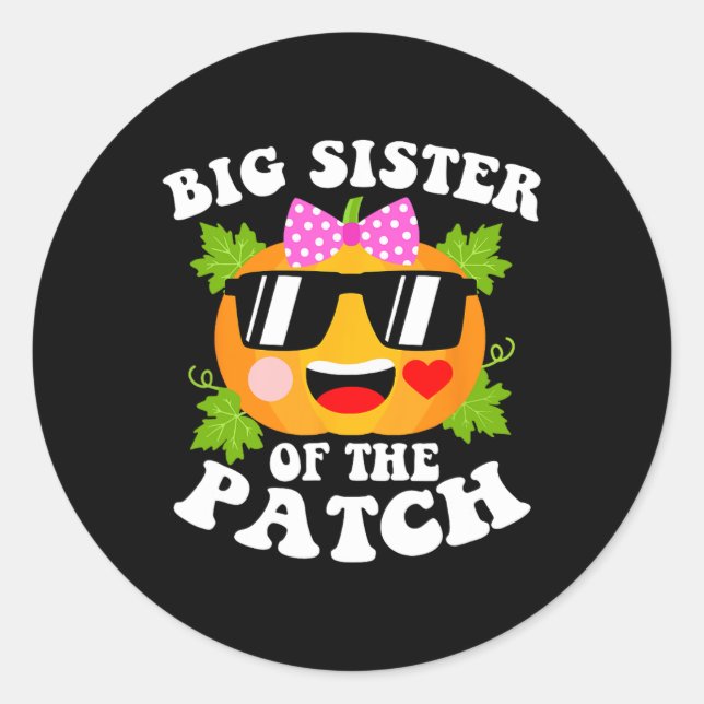 Pumpkin große Schwester des Patch Fun Halloween Fa Runder Aufkleber (Vorderseite)
