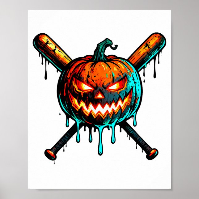 Pumpkin Halloween Baseball Ice Cream Drip Soky Boy Poster (Vorne)