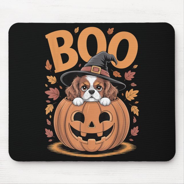 Pumpkin Halloween Cavalier King Charles Spaniel  Mousepad (Vorne)