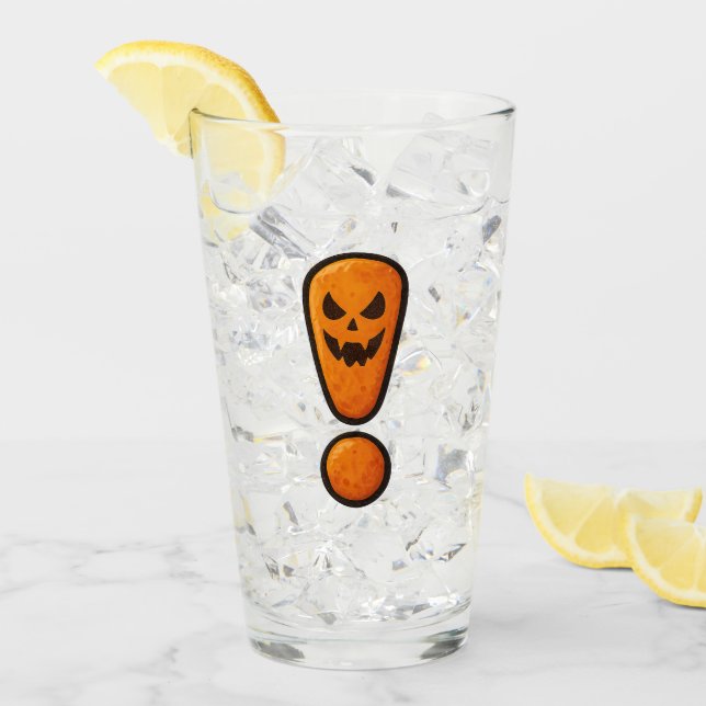 Pumpkin Halloween Exclamation Mark Glass Glas (Vorderseite Ice)