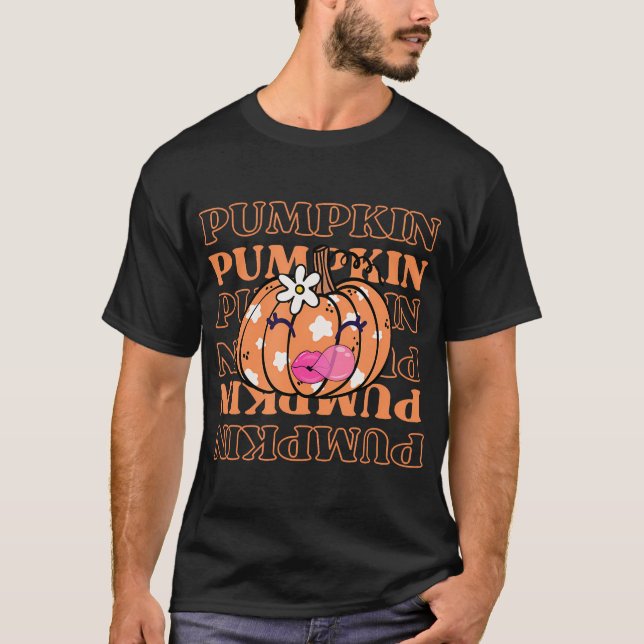 Pumpkin Halloween Fall Kürbislaterne T-Shirt (Vorderseite)