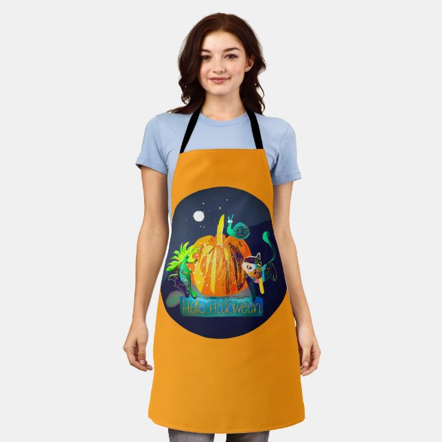 Pumpkin Halloween Friends - Magic Cartoon Animals Schürze (Getragen)