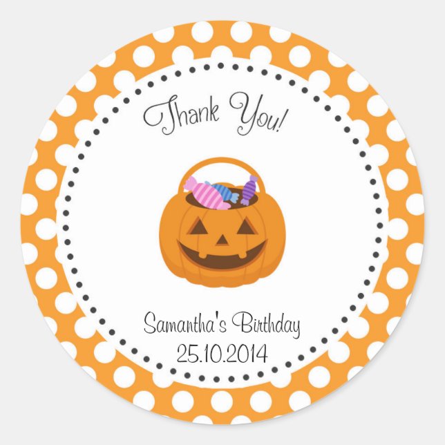 Pumpkin Halloween Geburtstag Danke, Sticker (Vorderseite)