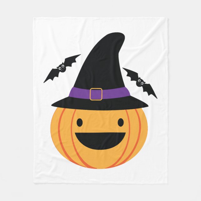 Pumpkin Halloween Kürbislaterne Bat Fleecedecke (Vorderseite)