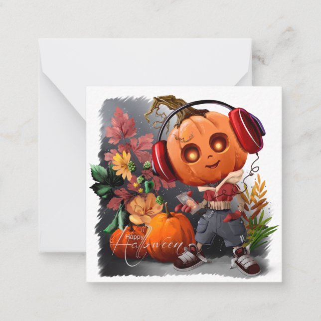 Pumpkin Halloween Musikfreund Mitteilungskarte (Vorderseite)