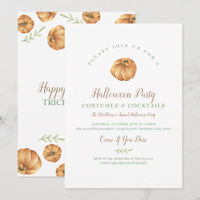 Pumpkin Halloween-Party Einladung (Vorne/Hinten)