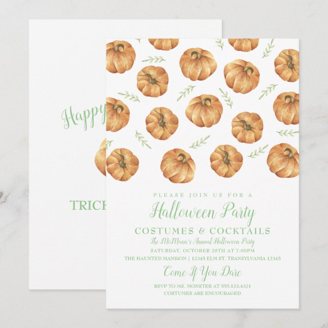 Pumpkin Halloween-Party Einladung (Vorne/Hinten)