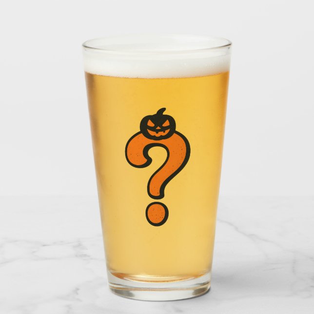 Pumpkin Halloween Question Mark Glass Glas (Vorne (Gefüllt))
