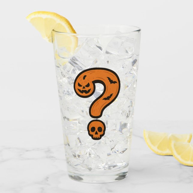 Pumpkin Halloween Question Mark Glass Glas (Vorderseite Ice)