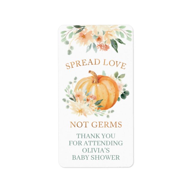 Pumpkin Hand Sanitizer Labels für Little Pumpkin Adressaufkleber (Vorne)