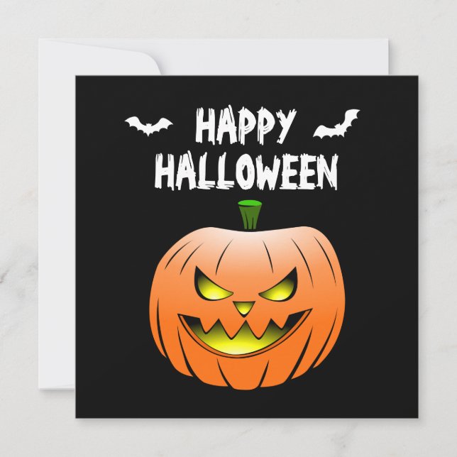 Pumpkin Happy Halloween Card Einladung (Vorderseite)