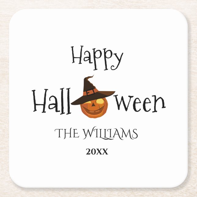 Pumpkin Happy Halloween Personalisiert Rechteckiger Pappuntersetzer (Vorderseite)