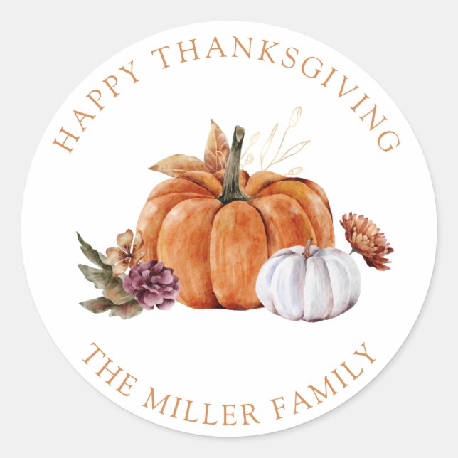 Pumpkin Happy Thanksgiving Sticker (Vorderseite)