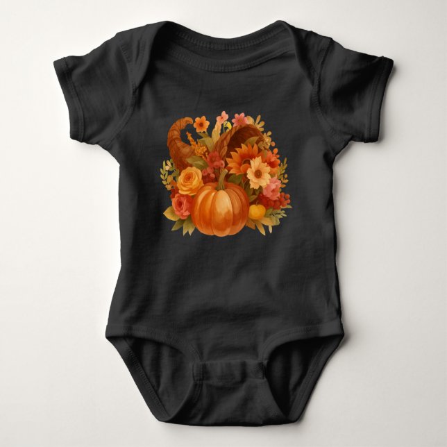Pumpkin Harvest Cornucopia Baby Strampler (Vorderseite)