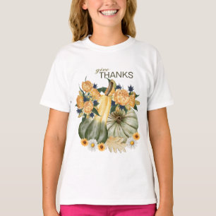 Pumpkin Harvest Floral Fusion T - Shirt