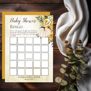 Pumpkin Harvest   Gold Floral Baby Dusche Bingo Einladung