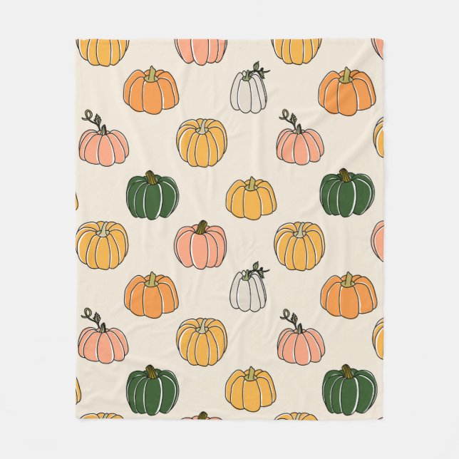 Pumpkin Harvest Vintag Seamless Muster Fleecedecke (Vorderseite)