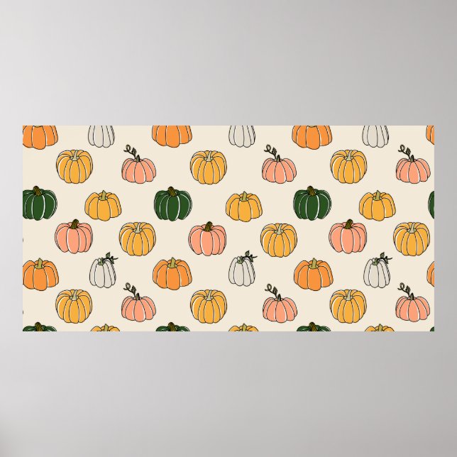 Pumpkin Harvest Vintag Seamless Muster Poster (Vorne)