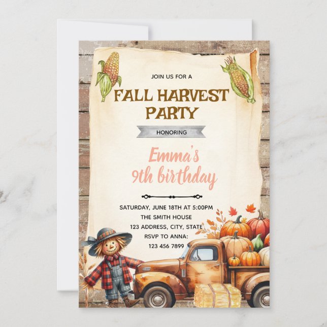 Pumpkin hayride party invitation einladung (Vorderseite)