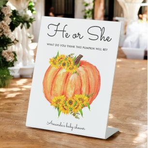 Pumpkin, He oder She Gender Reveal Sockelschild