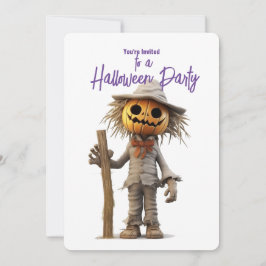 Pumpkin Head Scarecrow Halloween-Party Einladung