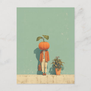 Pumpkin Head Surreal Portrait Postkarte