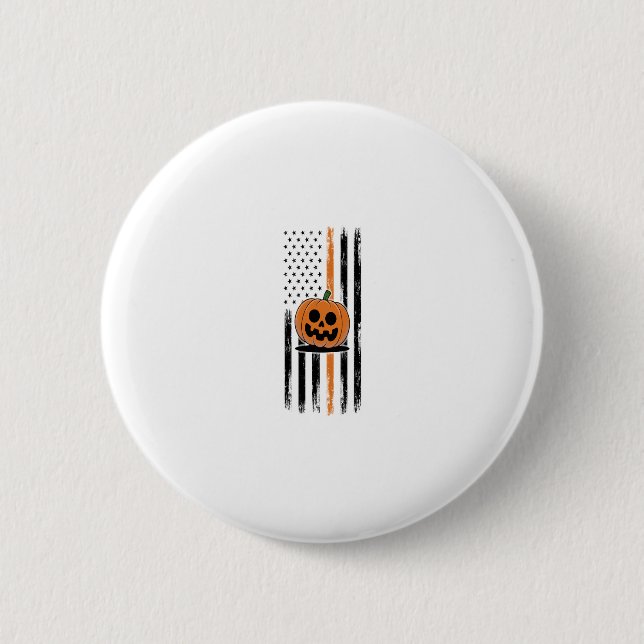 Pumpkin Head US Flag Button (Vorderseite)