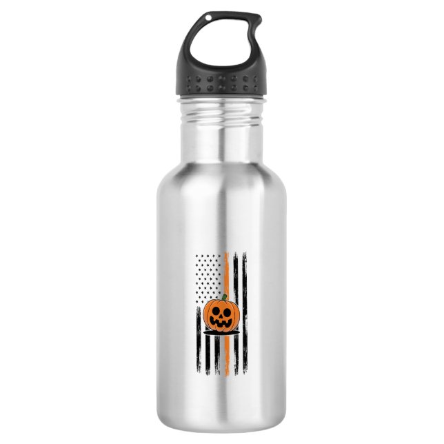 Pumpkin Head US Flag Edelstahlflasche (Vorderseite)
