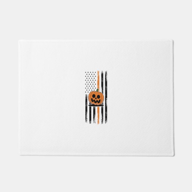 Pumpkin Head US Flag Fußmatte (Vorderseite)