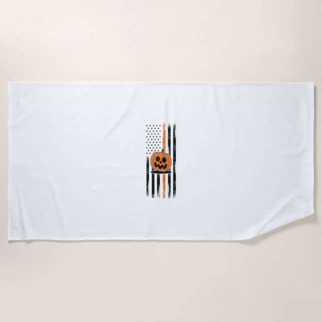 Pumpkin Head US Flag Strandtuch (Vorderseite)