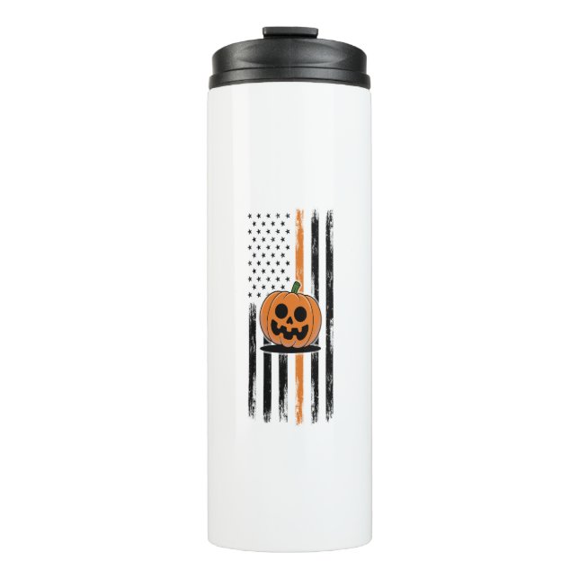 Pumpkin Head US Flag Thermosbecher (Vorderseite)