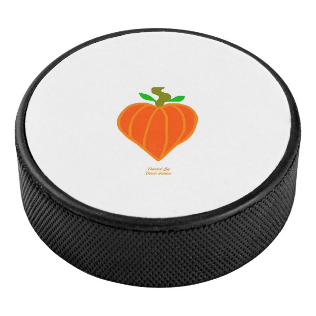 Pumpkin Heart Hockey Puck (3/4)