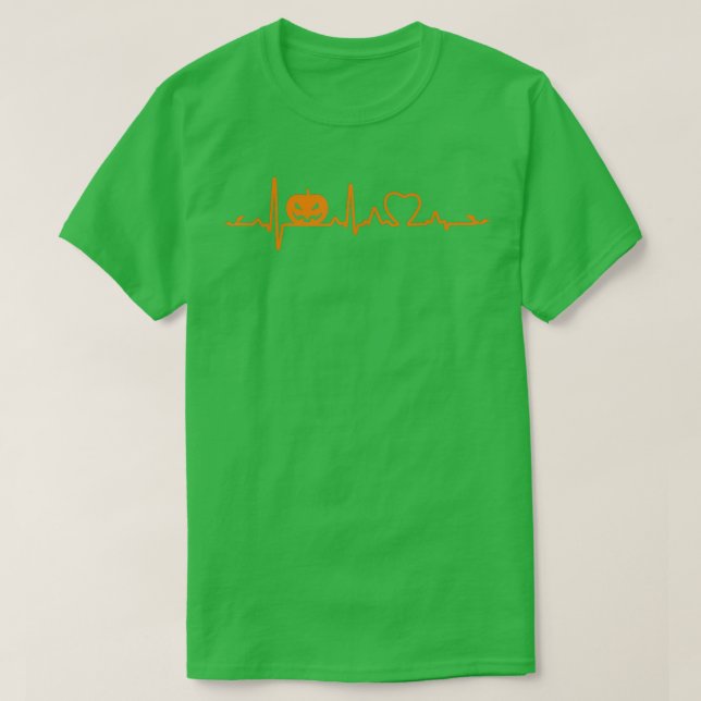Pumpkin Heartbeat Beängstigende Halloween-Kürbisla T-Shirt (Design vorne)
