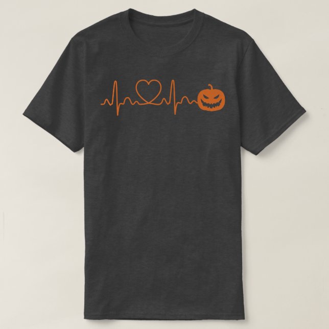 Pumpkin Heartbeat Halloween Heartbeat T-Shirt (Design vorne)